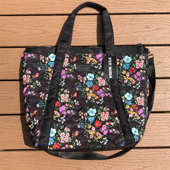 steve madden quilted weekender bag olive